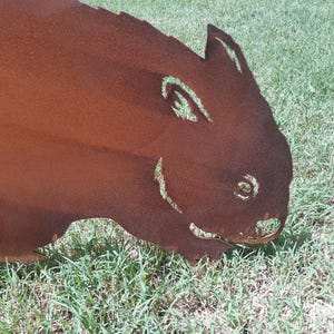 Wombat Garden Stake - Australian Made Rusted Metal Garden Art
