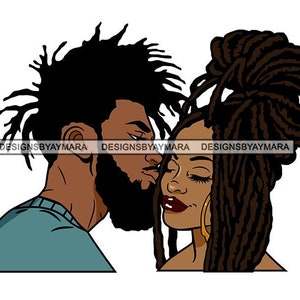 Beautiful Black Couple Romantic Love Soulmates Affection Locs Hair Relationship Goals SVG PNG JPG Artwork Print Sublimation Cutting Designs