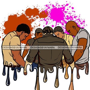 Dripping Men Praying Holding Hands Together Peace Love Splash Element Logo Melanin Nubian SVG JPG PNG Vector Clipart Cricut Cut Cutting File