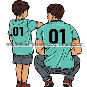 Father And Son In Baseball Jersey 01 White Boy Parent Family Child Parent Color SVG JPG PNG Vector Designs Clipart Cricut Silhouette Cutting