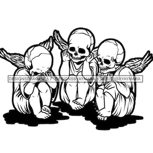 See No Evil Hear No Evil Speak No Evil Skull Angels Babies Boys Blood