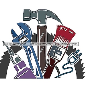 Wrench Hammer Screwdriver Repair Fix Handyman Hardware Work Tool Equipment Service Spanner SVG .JPG.PNG Vector Clipart Cricut Cut Cutting