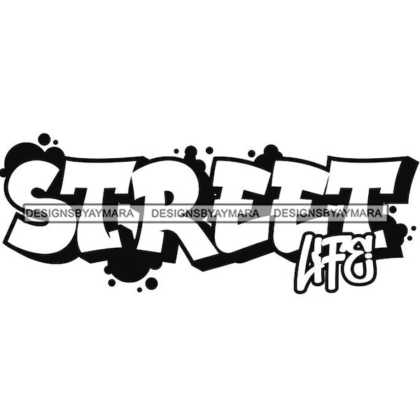 Street Tags Hip Hop Splash Shadow Graffiti Art Brick Wall In Bw Spray Paint SVG JPG PNG Vector Designs Clipart Cricut Silhouette Cutting