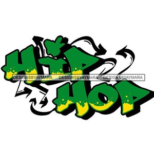 Hip Hop Graffiti Flechas Símbolos Ladrillo Pared Pintura Spray Pintura Artista Signo Amarillo SVG JPG PNG Diseños Vectoriales Clipart Cricut Silhouette Cutting