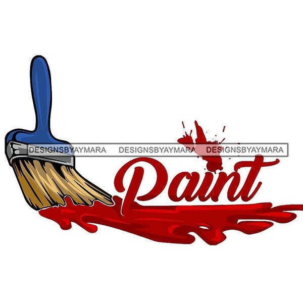 Paint Brush Logo Splash Paintbrush Grunge Business Tool Red Ink Constructions Hardware Set Maintenance SVG PNG JPG Cricut Cutting Designs