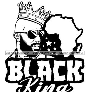 Dope Bearded Black King Black Man Crown Africa Brother In Bw Coloring Page  SVG JPG PNG Vector Designs Clipart Cricut Silhouette Cutting