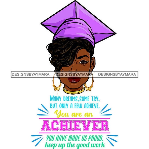 You Are An Achiever Graduation Many Dream Some Try Purple Grad Cap College   SVG JPG PNG Vector Designs Clipart Cricut Silhouette Cutting