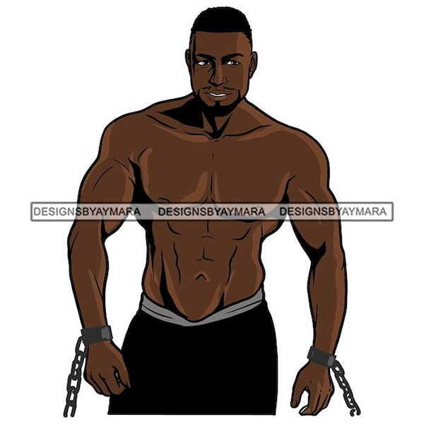 Strong Black Man in Bondage Silver Chains Slavery Black Sweats Badass African Graphics  SVG Vector Designs Clipart Cricut Silhouette Cutting