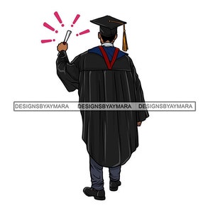 Graduación Joven estudiante Hombre con diploma Celebrar Vestido Graduado Gorra Graduación Grado académico Graduado PNG JPG Diseño de corte de impresión Cricut
