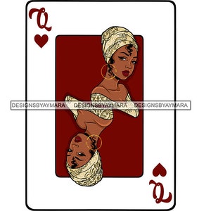 Reina negra con fondo de borgoña en el juego de cartas Headwrap Shawl Diva Cards SVG JPG PNG Vector Designs Clipart Cricut Silhouette Cutting