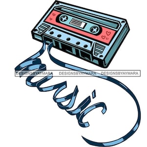 Kassettenband Musik Old School Recording Recorder Musik Songs in Farbe SVG JPG PNG Vektor Designs Clipart Cricut Silhouette Cutting