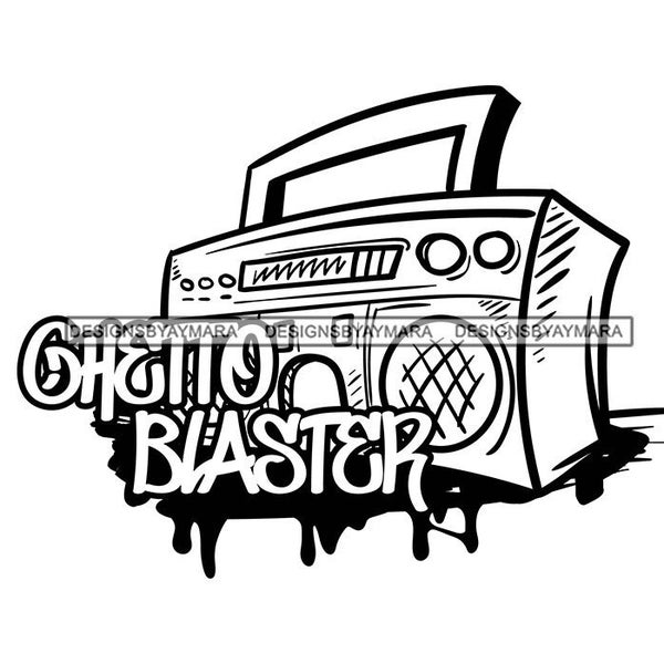 Ghetto Blaster Hip Hop Boom Box Music  Brick Wall Paint Spray Paint Artist Bw SVG JPG PNG Vector Designs Clipart Cricut Silhouette Cutting