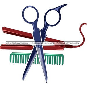 Scissors Comb Hair Style Iron Cut Tool Beauty Salon Hairdresser Stylist Blade Utensil SVG JPG.PNG Vector Clipart Cricut Cricut Cut Cutting