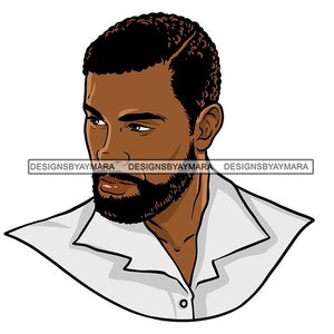 Handsome Black Man Beautiful Brown Skin White Shirt Melanin Brother Waves Dude SVG JPG PNG Vector Designs Clipart Cricut Silhouette Cutting