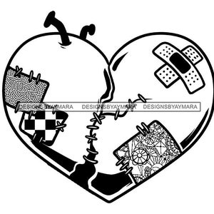 Broken Heart Crack Hurt Pain Stitches Bandage Patch Divorce Separation Break Breakup Heartbreak SVG PNG JPG Cricut Print Cut Cutting Designs