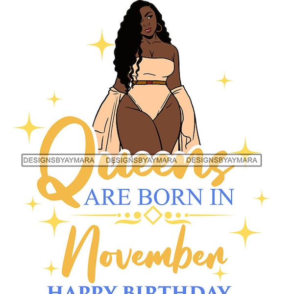 Queens Are Born In November Happy Birthday To Me Big Woman In Pink Bikini Suit SVG JPG PNG Vector Designs Clipart Cricut Silhouette Cutting