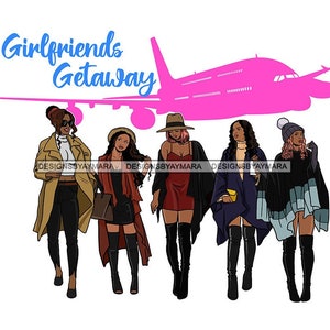 Girlfriends Getaway Best Friends Afro Women Together Nubian Melanin Buddies SVG JPG PNG Vector Designs Clipart Cricut Silhouette Cutting