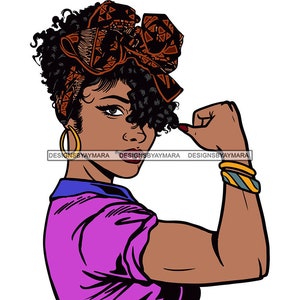 Melanin Woman Flexing Beauty Strong Female Hard Work Capable Success Proud Power Confident SVG JPG PNG Vector Clipart Cricut Cutting File