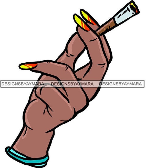 Long Nails Female Hand Holding Blunt Cigarette Joint Logo Pipe Etsy