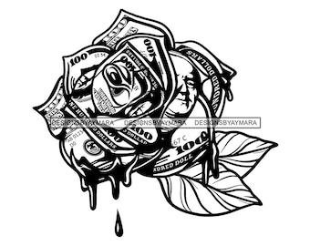 Money flower rose green vector illustrator • wall stickers plant, vector,  decoration | myloview.com