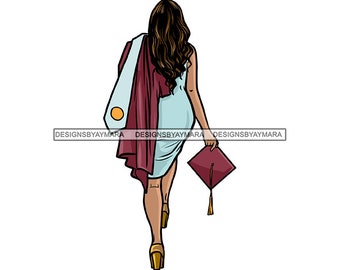 Graduation Woman Cap Diploma Achievement Education College Ceremony Student Success Graduate SVG JPG PNG Vector Clipart Cricut Cutting Files