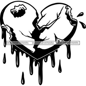 Sad Broken Heart Bullet Holes Scars Grief Dripping Blood Bleeding Heartache Emotional Pain Sorrow SVG PNG JPG Cricut Print Cutting Designs
