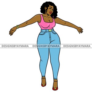 Curvy Melanin Woman Fashionista Fabulous Classy Goddess Skills Standing Charming Success SVG .JPG .PNG Vector Clipart Cricut Cut Cutting