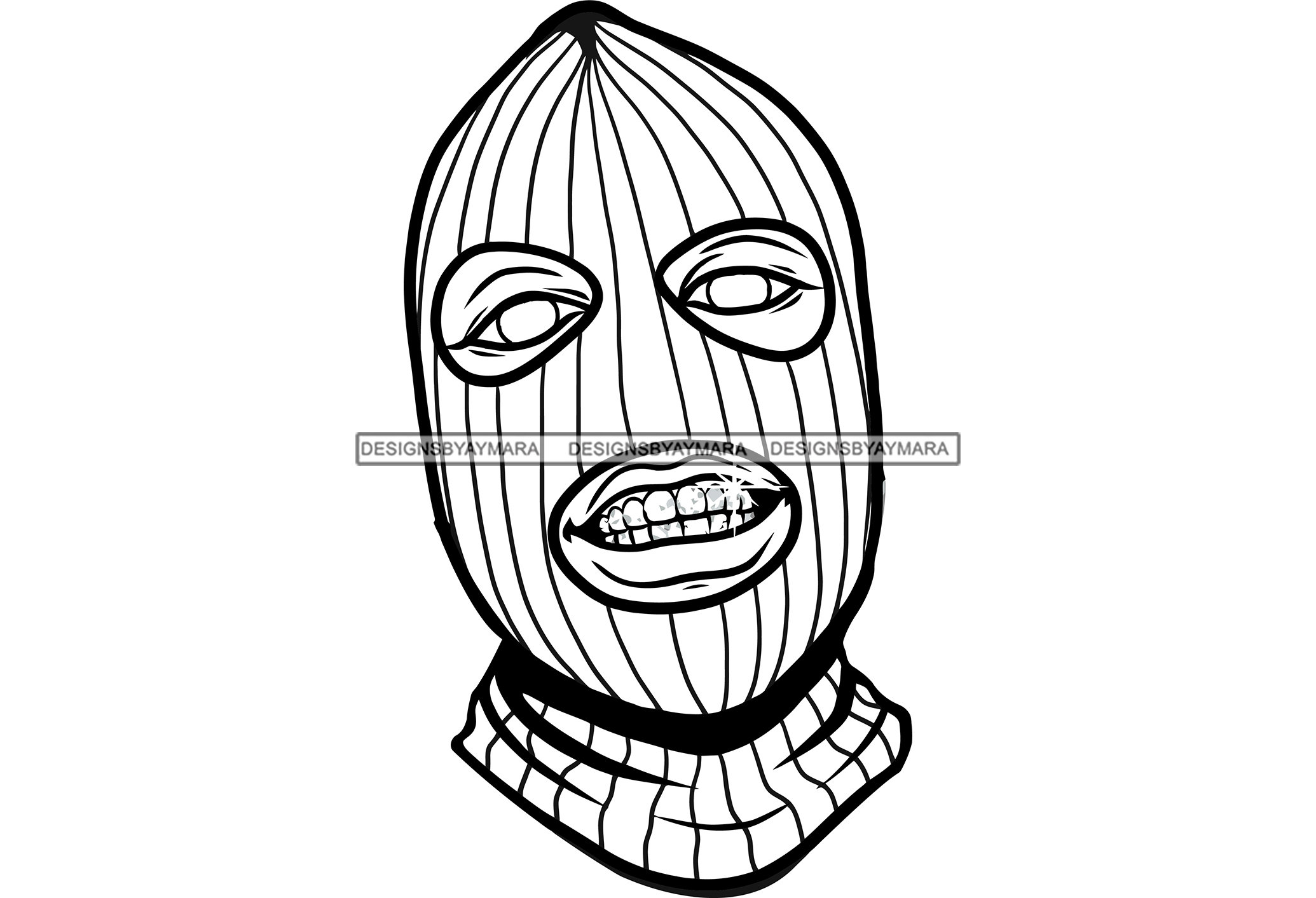 Gangster Black Man Ski Mask Portrait Burglar Diamond Teeth - Etsy