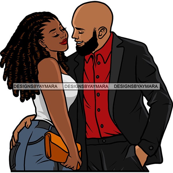 Lovely Cuddly Couple Relationship Goals Husband Wife Romance Bald Man Melanin Woman True Love SVG PNG JPG Cricut Print Cut Cutting Designs