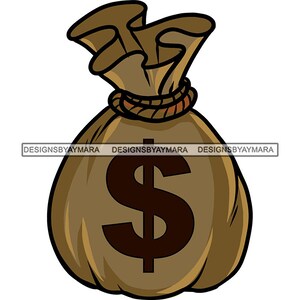 Money Bag Dollar Currency Cash Bank Fund Supply Coin Funds Gold Debt Hustle Hustler Grind Grinding Trap SVG PNG JPG Vector Cutting Designs