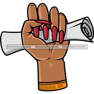 Graduierung Frau Hand, die Diplom-Zertifikat bestanden Abschlussklasse Akademischer Grad College SVG PNG JPG Cricut Print-Schnitt-Designs