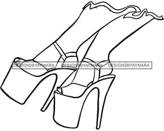 High Heels Shoes Legs Sexy Elegant Foot Footwear Sensual Fashion Girl Beauty Lady Female SVG JPG PNG Vector Design Clipart Cricut Cutting