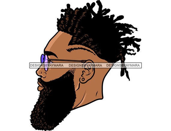 Homme afro-américain Portrait Barbu Longue Barbe Fraîche Coupe de
