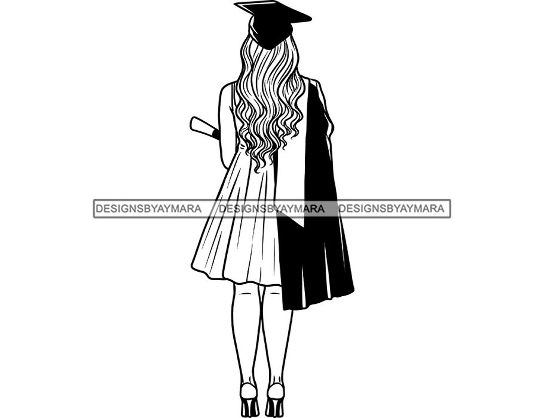 Graduation Woman Holding Diploma Degree Gown Cap Tassel Graduation Grad ...