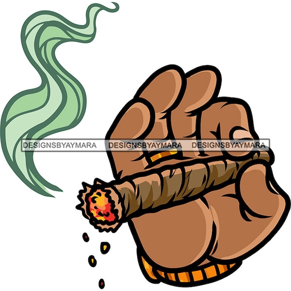 Man Male Hand Holding Big Cigar Tobacco Smoke Smoking Herbs Grass Flame Fire Nicotine Addiction SVG PNG JPG Vector Cutting Vector Designs