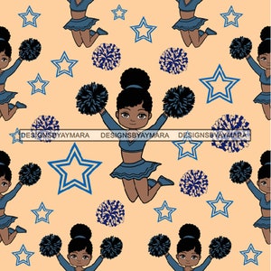 Woman Seamless Pattern Cheerleader Spectacular Clever Beautiful Alluring Cool Confident SVG JPG PNG Vector Design Clipart Cricut Cutting
