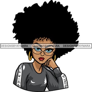 Afro Woman Melanin Nubian Queen African American Smart Lady Educated Young Beautiful Model SVG JPG PNG Vector Clipart Cricut Cutting File