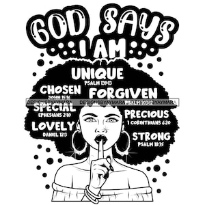 God zegt dat ik uniek ben Speciale Melanine Zwarte Vrouw Morena Afro-Amerikaanse Nubische SVG JPG PNG Vector Ontwerpen Clipart Cricut Silhouet Snijden