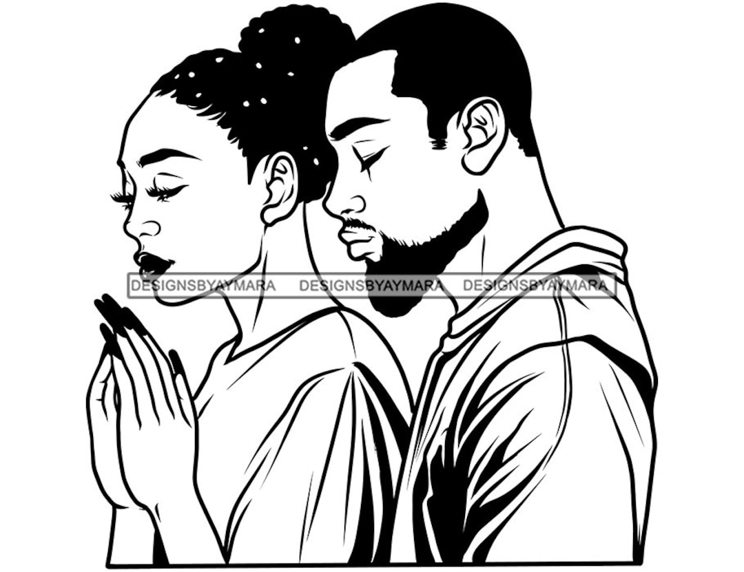 Black Religious Christian Couple Praying Togueter Pray Prayers Etsy