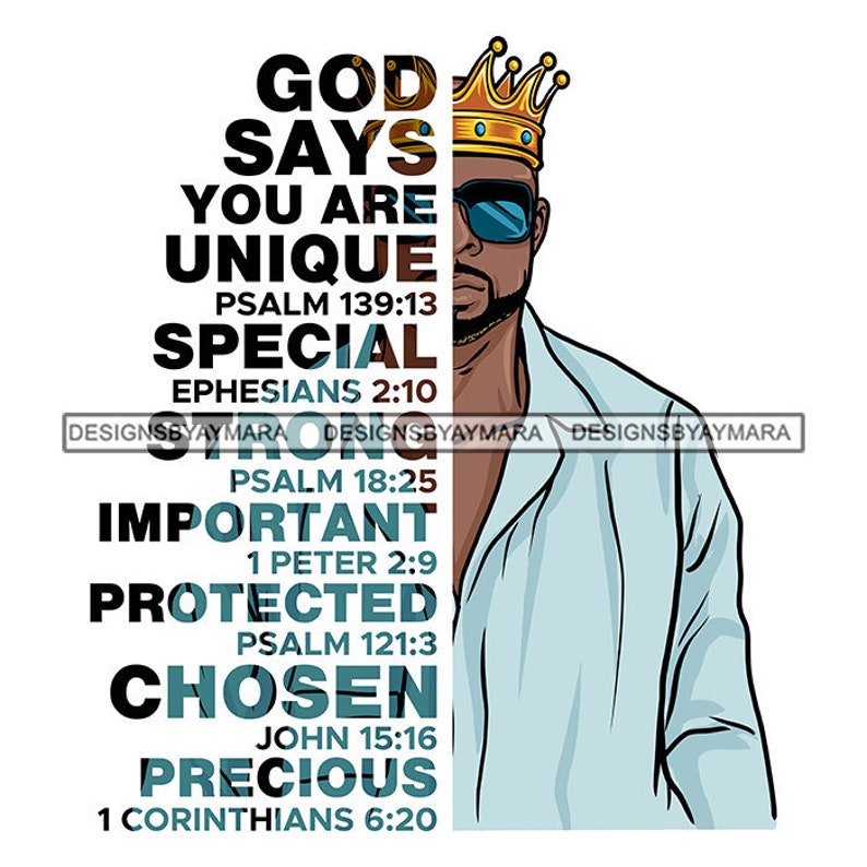 Black Man God Says You Are Special Important Protected King Bearded ...