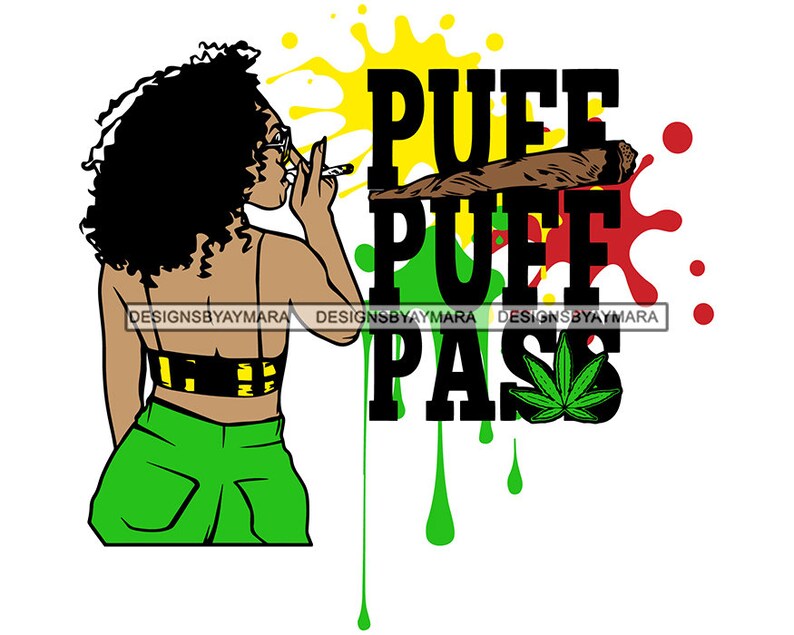 Reggae Afro Girl Woman Smoking Weed Cannabis Marijuana