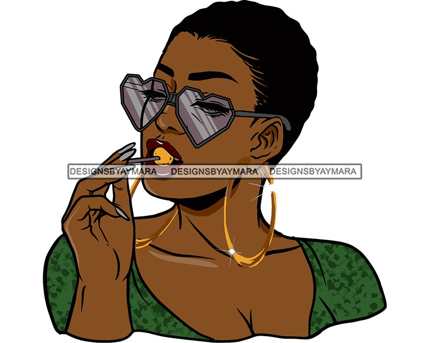 Urban Pretty Woman Queen Short Hair Glasses Smart Beautiful Melanin Clever Female Lady Flow SVG .JPG .PNG Vector Clipart Cricut Cut Cutting