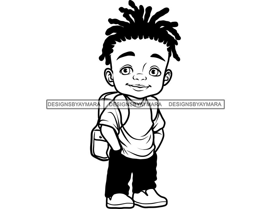 Cute Afro Black Baby Boy Going School Class Student Carrying Etsy