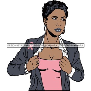 Afro Woman Cancer Survivor Queen Fighter Pink Support Faith Hope Brave Strong Grace Ziekte SVG JPG PNG Vector Clipart Cricut Cutting Fileg