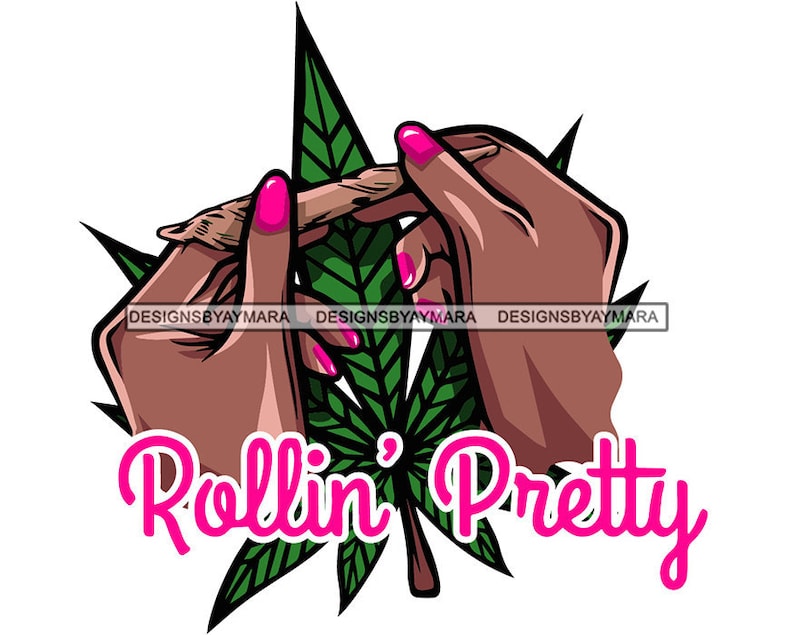 Afro Female Hands Rolling Pretty Cigarette Quotes Joint Blunt Logo Organic New High Life SVG JPG PNG Vector Design Clipart Cricut Cutting 