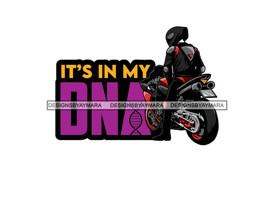 It's In My DNA Purple Motorcycle Motorcyclist Rider Biker Quotes On the Road White BG SVG Vector Designs Clipart Cricut Silhouette Cutting
