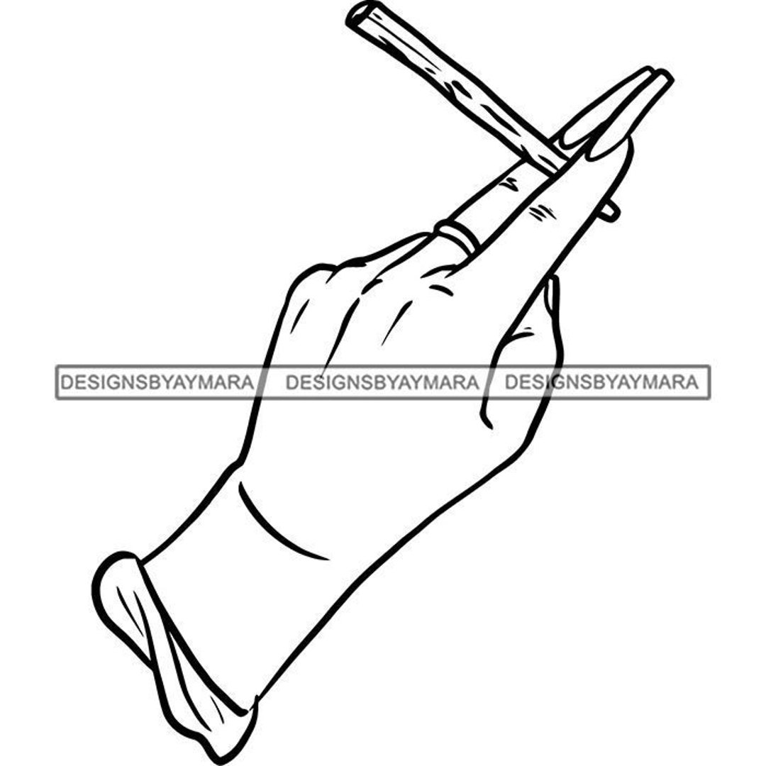 Long Nails Female Hand Holding Blunt Cigarette Joint Logo Organic New