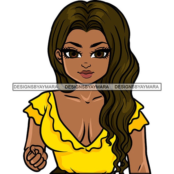 Beautiful Latina Woman Head-shot Brown Long Hairstyle Boss Successful Business Lady Big Eyes SVG PNG JPG Cricut Print Cut Cutting Designs