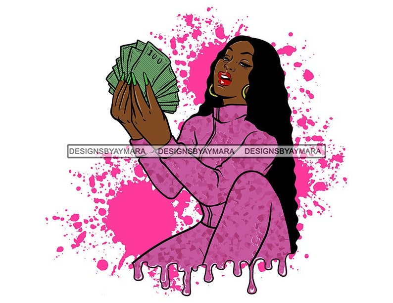 Dripping Goddess Latina Black Woman Counting Money Logo Splash - Etsy