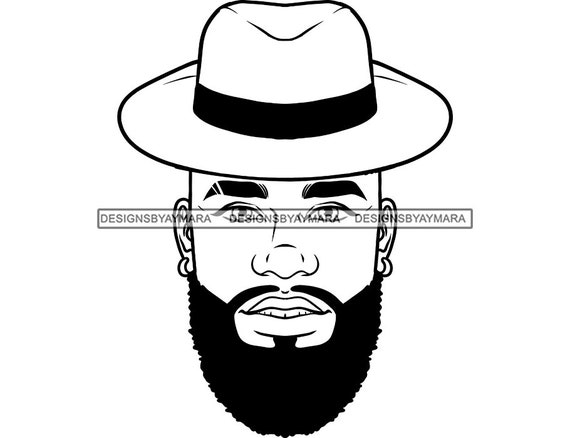 Attractive Bald Man Wearing Fedora Hat Male Without Hair Masculine Bearded  Beard Sophisticated Confident SVG PNG JPG Cricut Cutting Designs